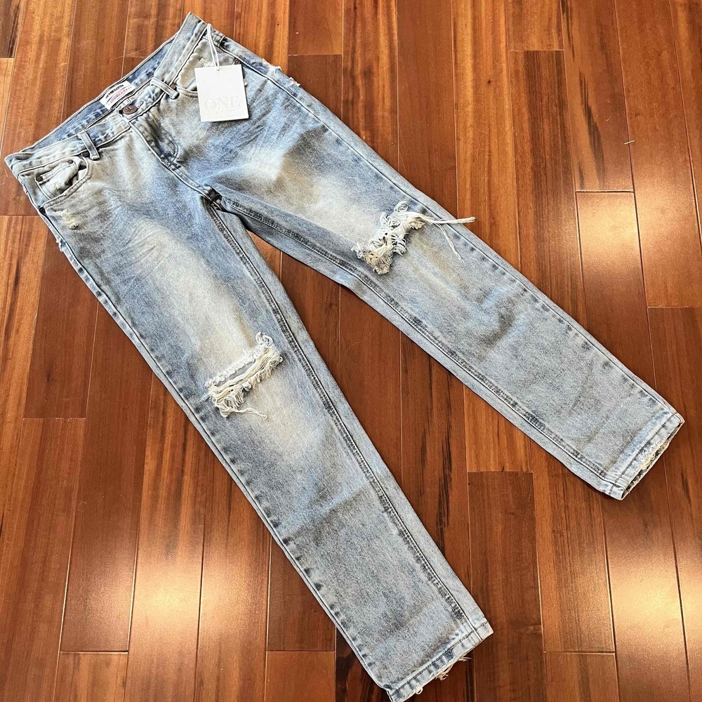 New NWT One X Oneteaspoon Light‎ Blue Jeans Distressed Awesome Baggies Size 26